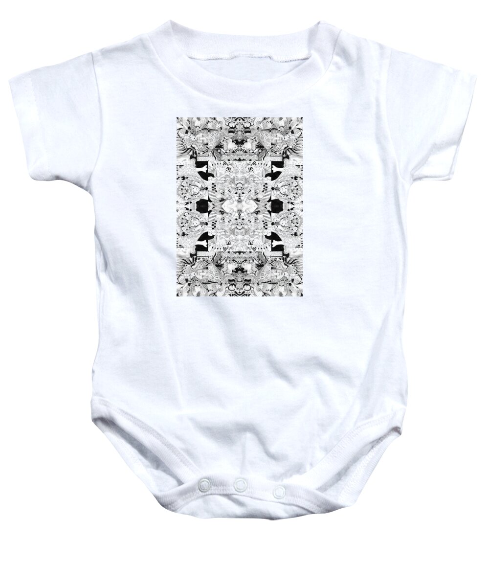 Surreal Abstraction Baby Onesie featuring the drawing Second Sight 3 by Helena Tiainen
