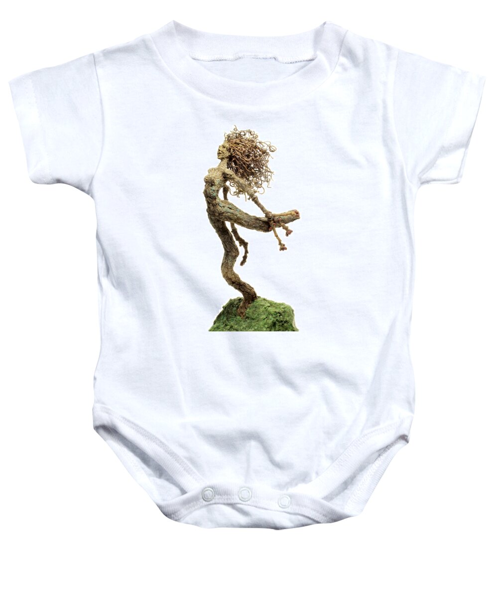 Woman Baby Onesie featuring the mixed media Seeking Something More by Adam Long