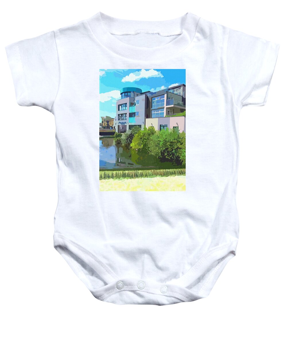 Wall Art Baby Onesie featuring the painting Semi abstract wall art print of galway ireland for you by Mary Cahalan Lee - aka PIXI