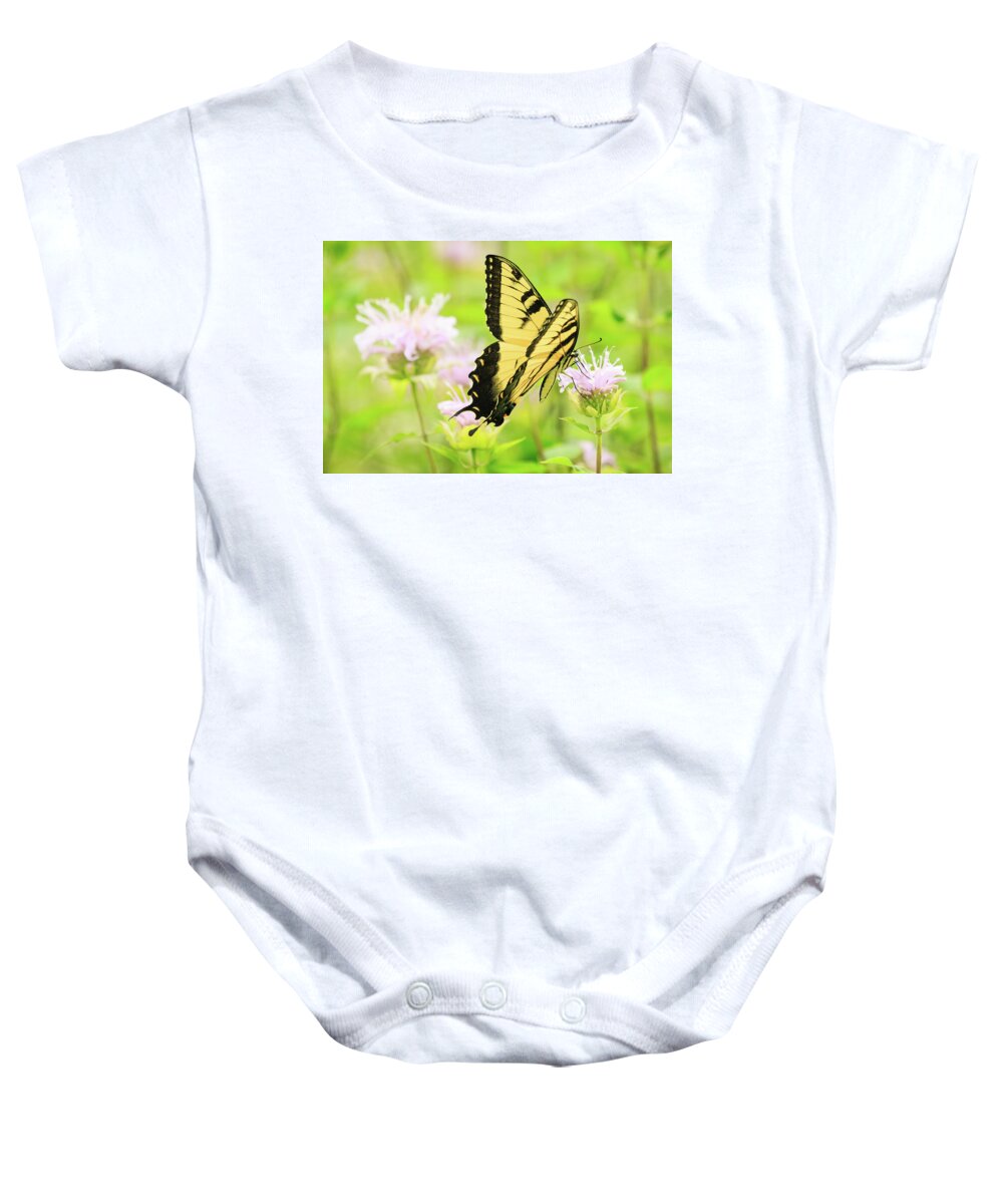 Forest Preserve Baby Onesie featuring the photograph Series of Yellow Swallowtail #4 of 6 by Joni Eskridge