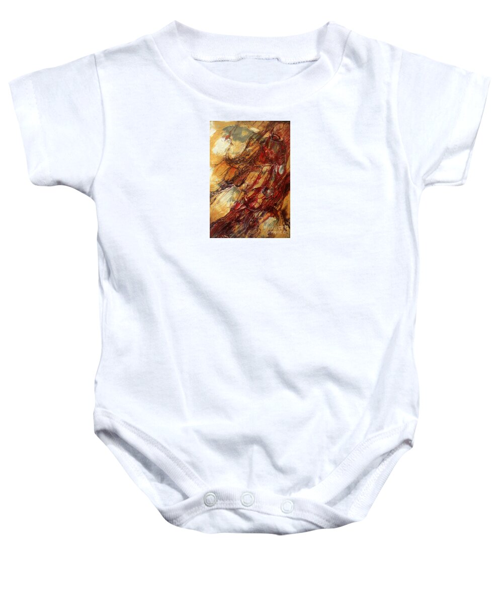 Abstract Baby Onesie featuring the painting Shades of Autumn by Valerie Travers
