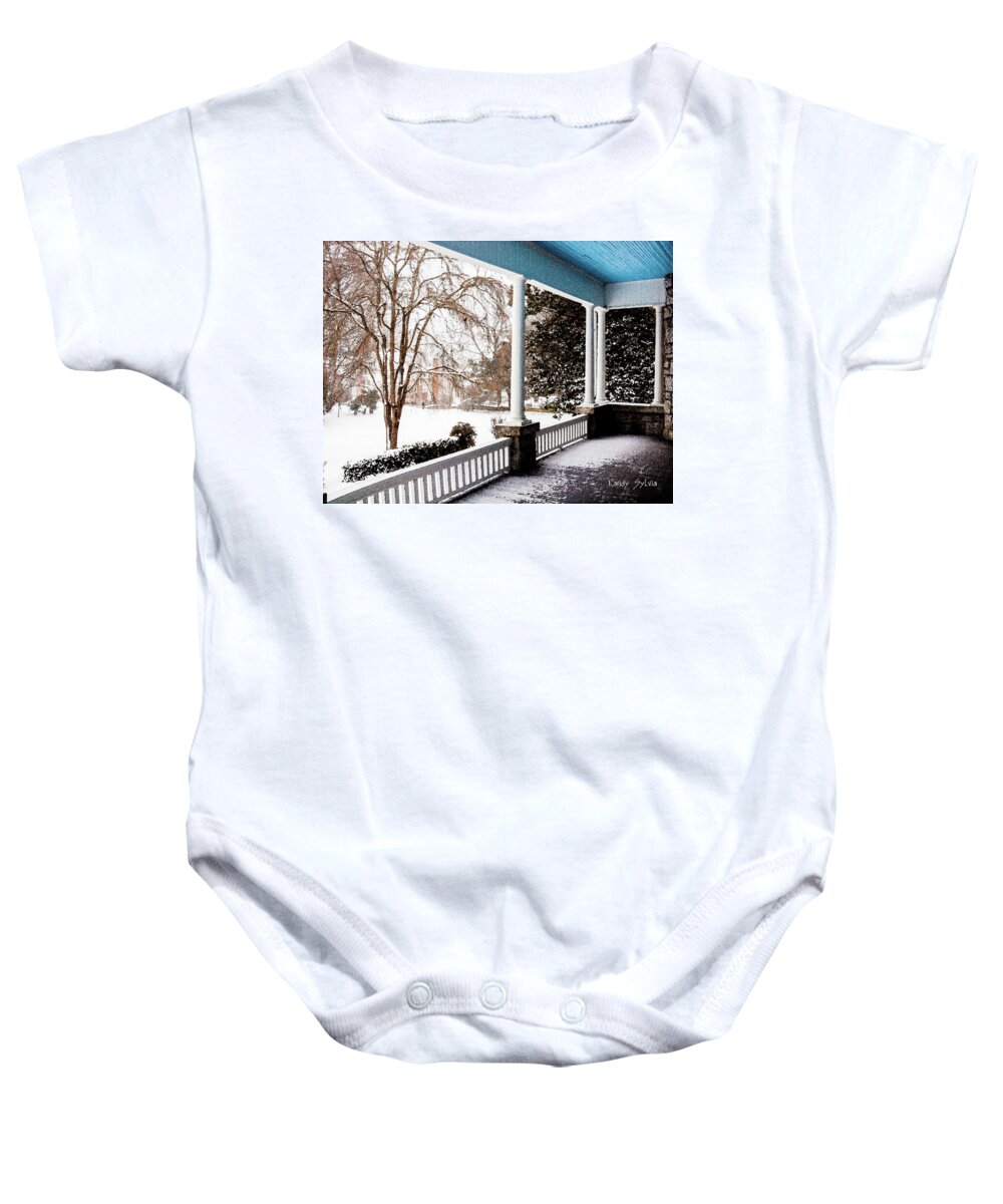 Porch Baby Onesie featuring the photograph Side Porch by Randy Sylvia