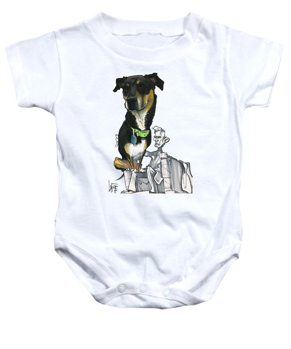 Pet Portrait Baby Onesie featuring the drawing Silverman 3012 by Canine Caricatures By John LaFree