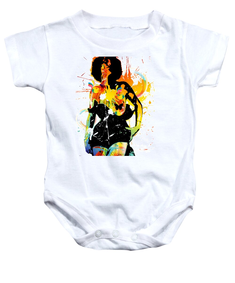 Nostalgic Seduction Baby Onesie featuring the mixed media Nostalgic Seduction - Simplistic Splatter by Chris Andruskiewicz
