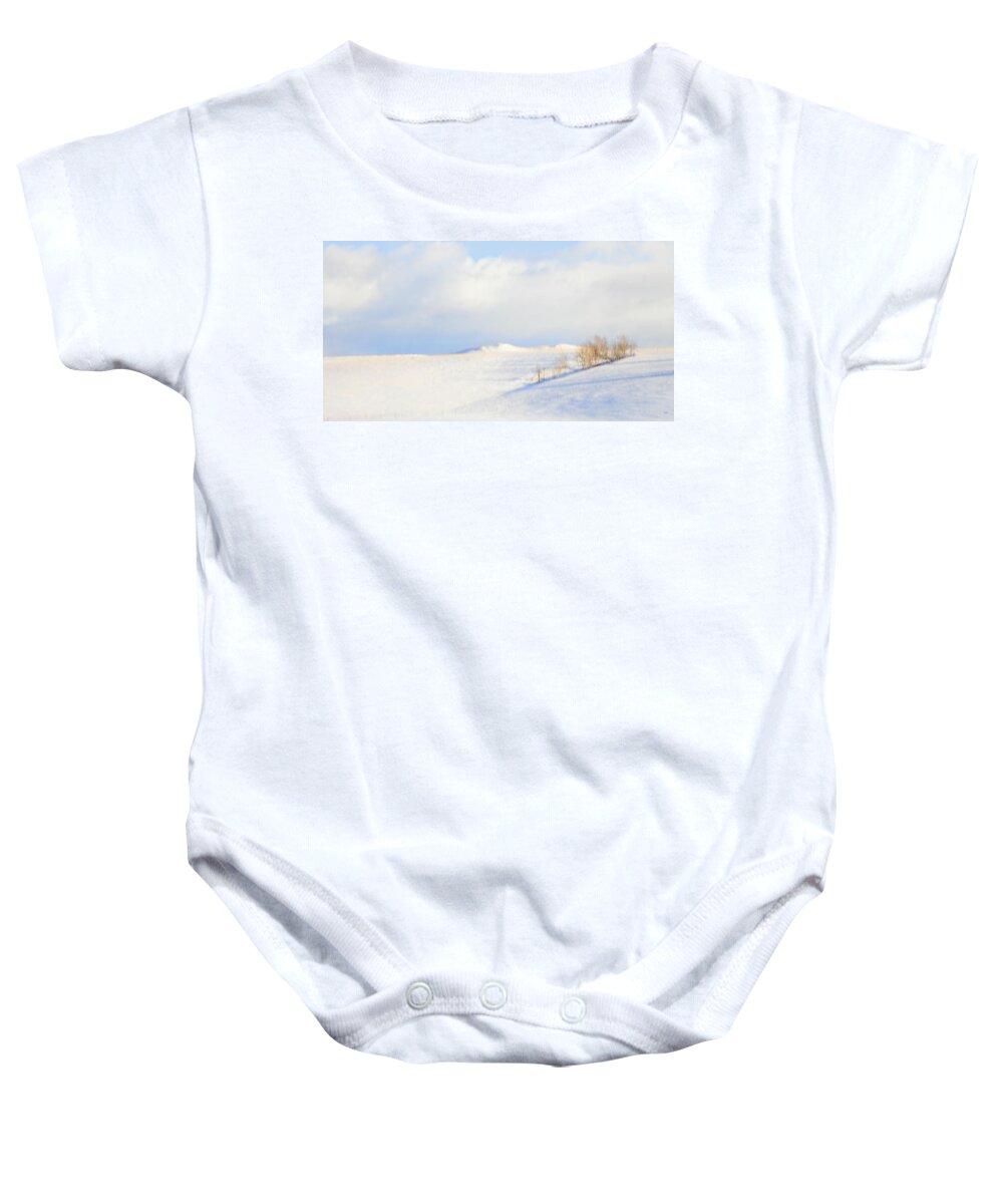 Minimalism Baby Onesie featuring the photograph Simply Snow Landscape by Theresa Tahara