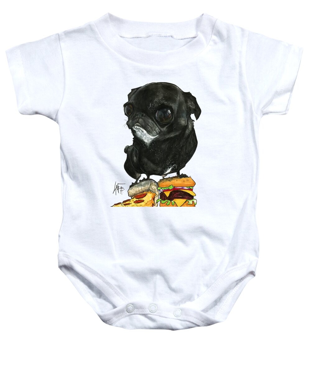 Pet Portrait Baby Onesie featuring the drawing Smith 3298 by Canine Caricatures By John LaFree
