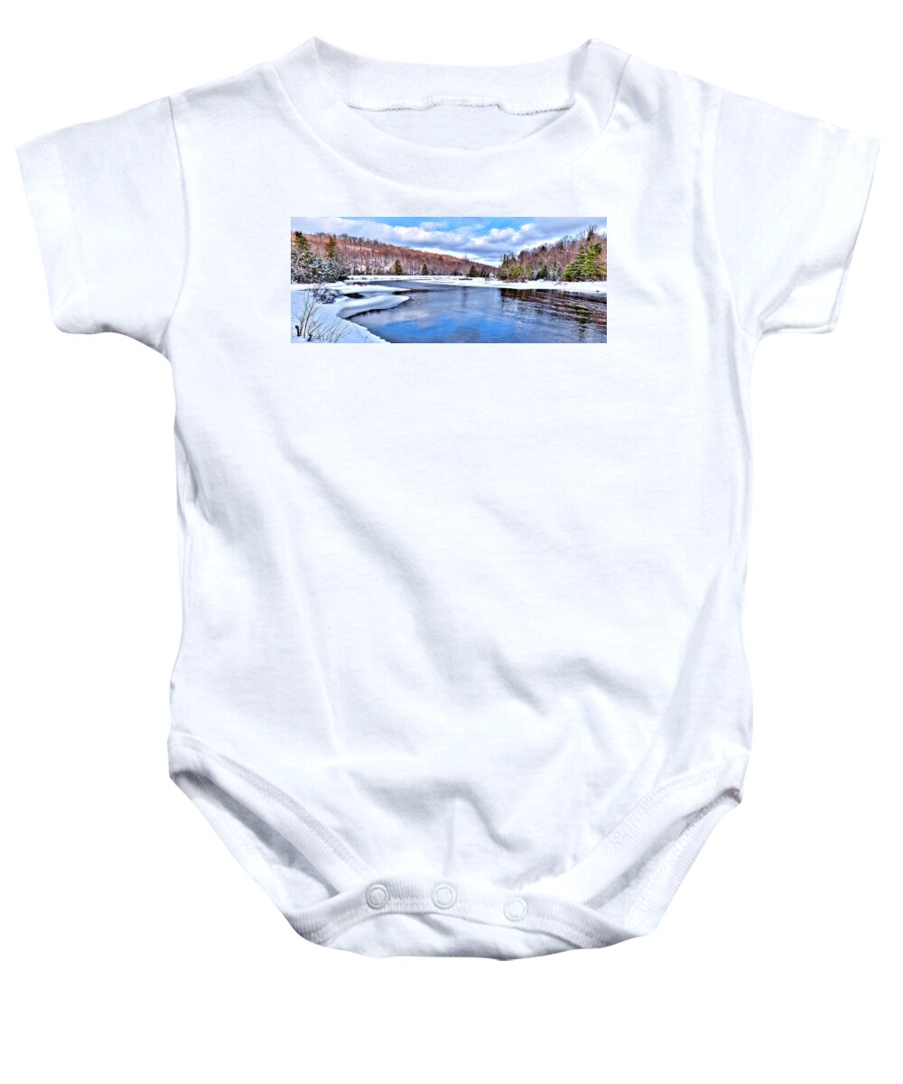 Landscapes Baby Onesie featuring the photograph Snow at the River by David Patterson