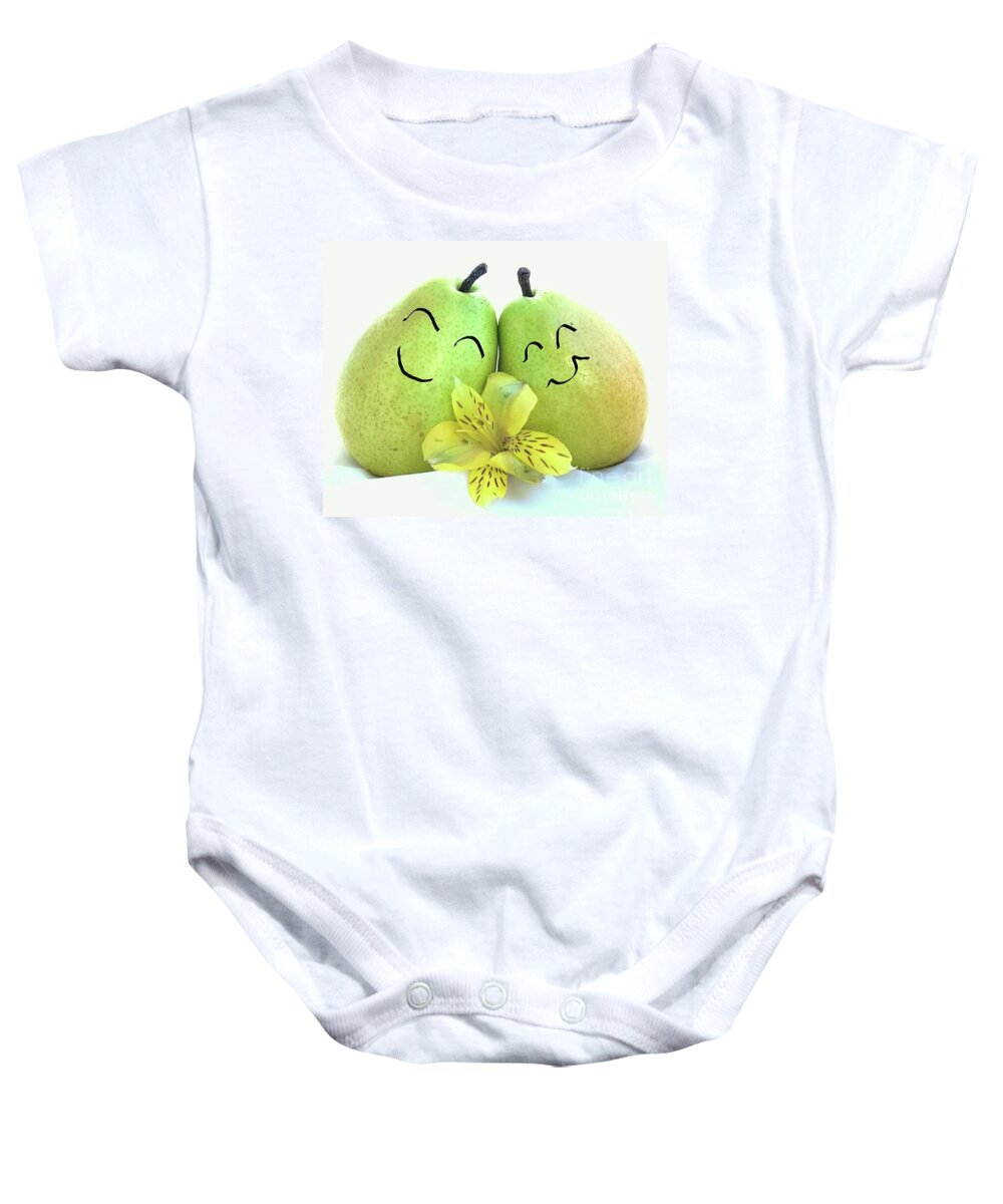 Pears Baby Onesie featuring the photograph So Happy Together by Lori Lafargue