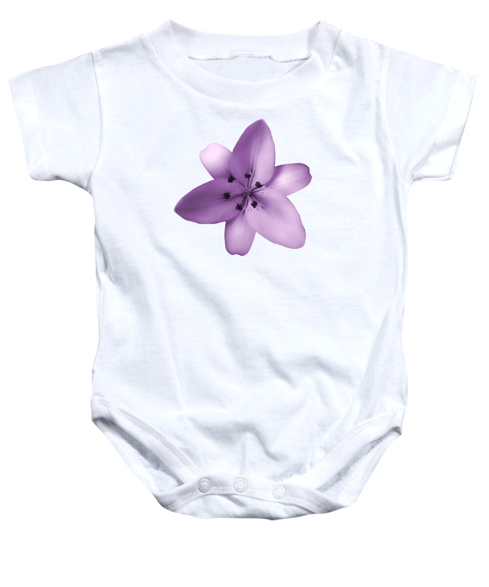 Lily Baby Onesie featuring the photograph Soft Purple Creme Lily by Johanna Hurmerinta