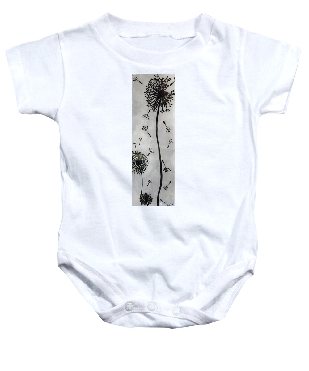 Dandelions Baby Onesie featuring the mixed media Some See a Weed by Melissa Torres