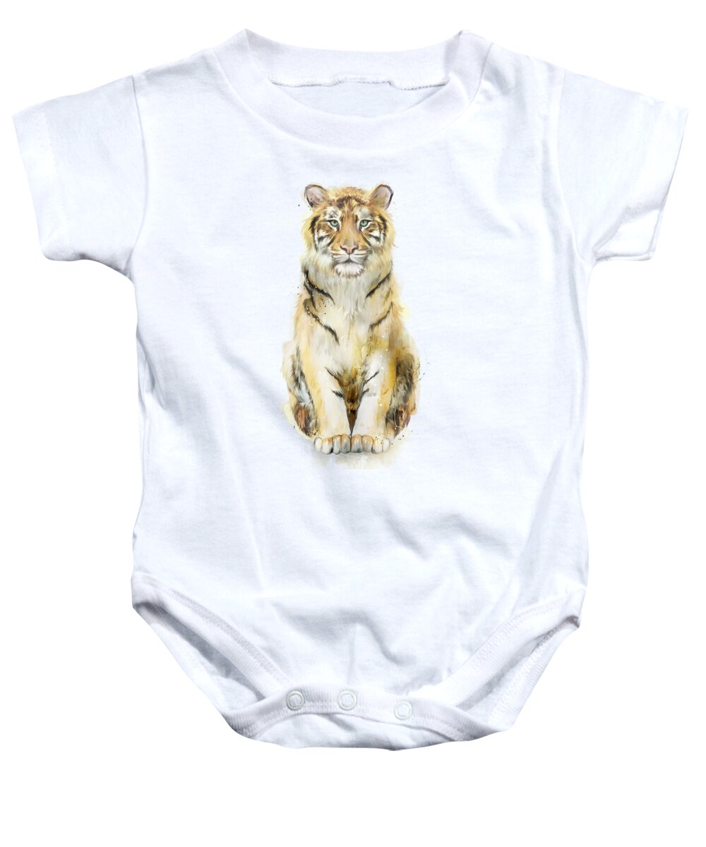 Tiger Baby Onesie featuring the painting Sound by Amy Hamilton
