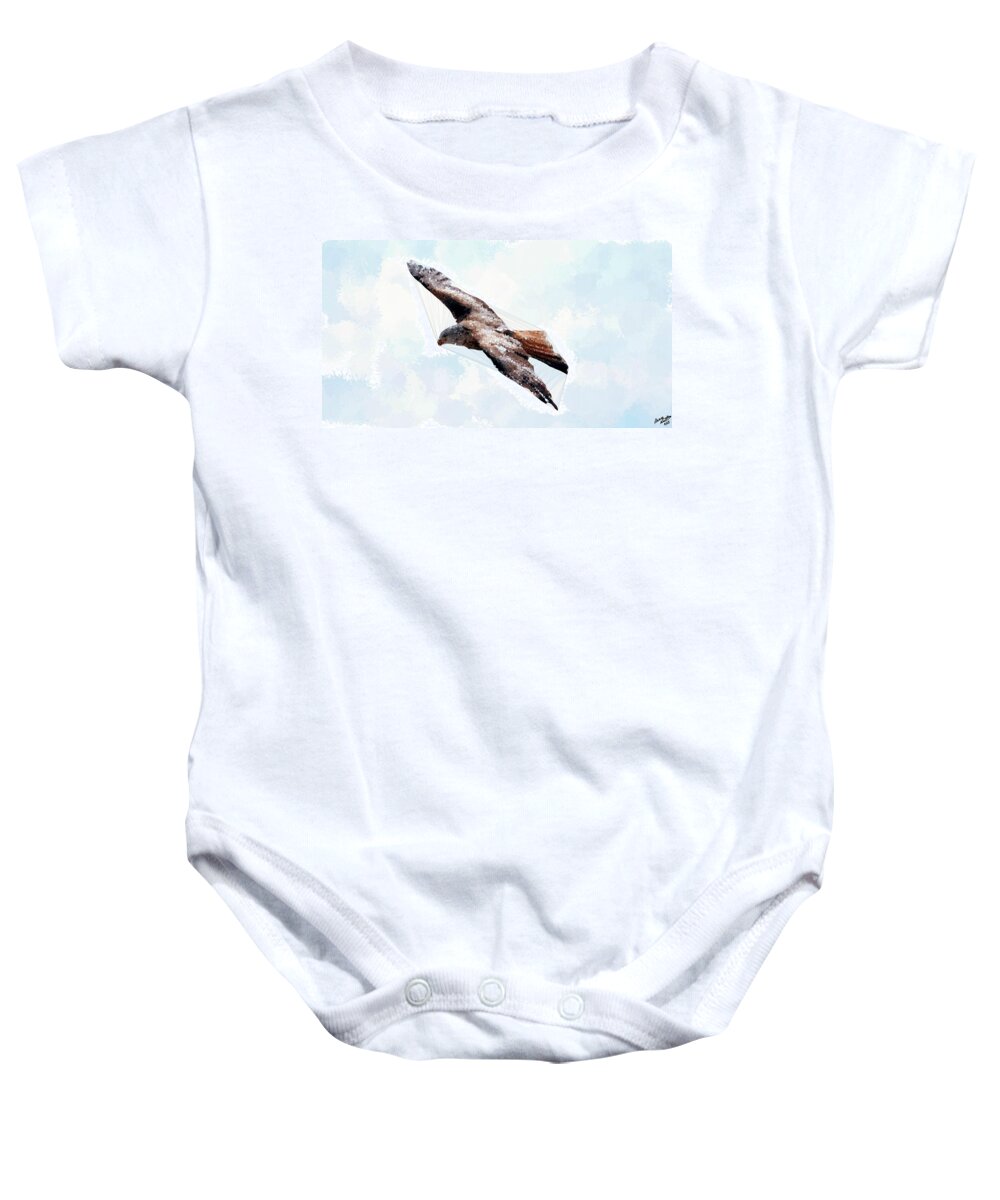 Bird Baby Onesie featuring the painting Souring through the Sky Geometrically by Bruce Nutting