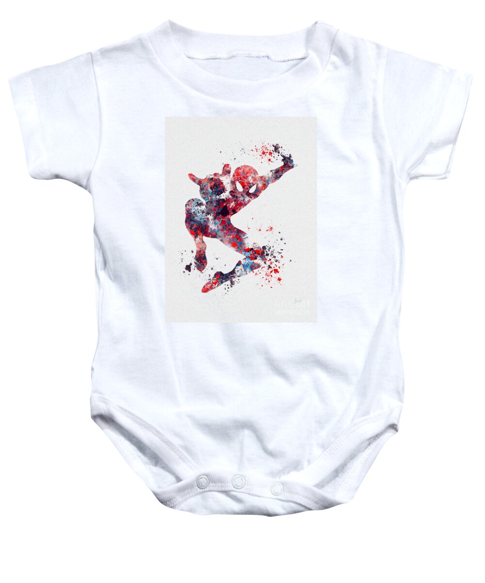Spiderman Baby Onesie featuring the mixed media Spidey by My Inspiration