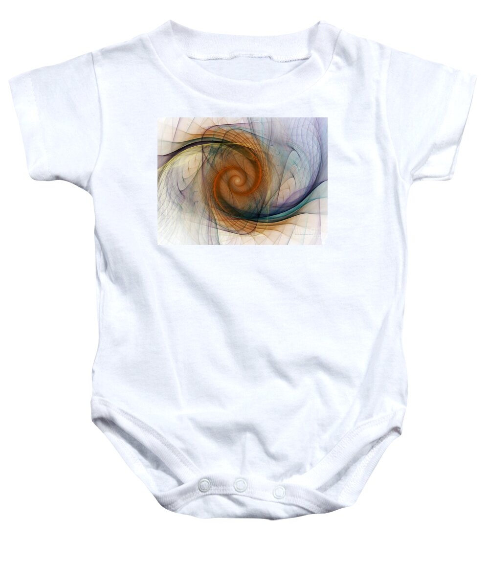 Abstract Baby Onesie featuring the digital art Spirograph Spiral by Karin Kuhlmann