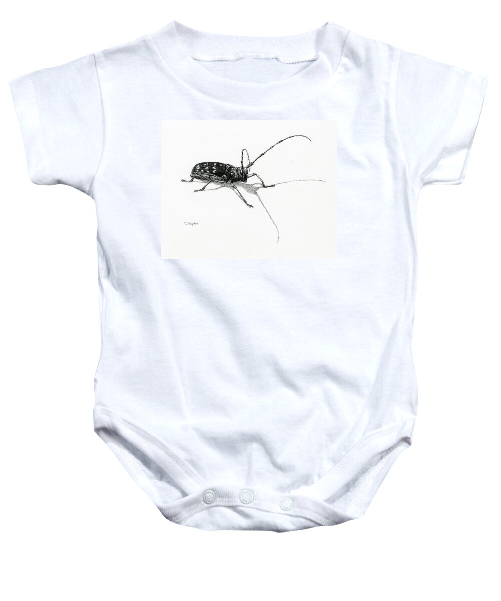Spotted Pine Sawyer Baby Onesie featuring the drawing Spotted Pine Sawyer by Timothy Livingston