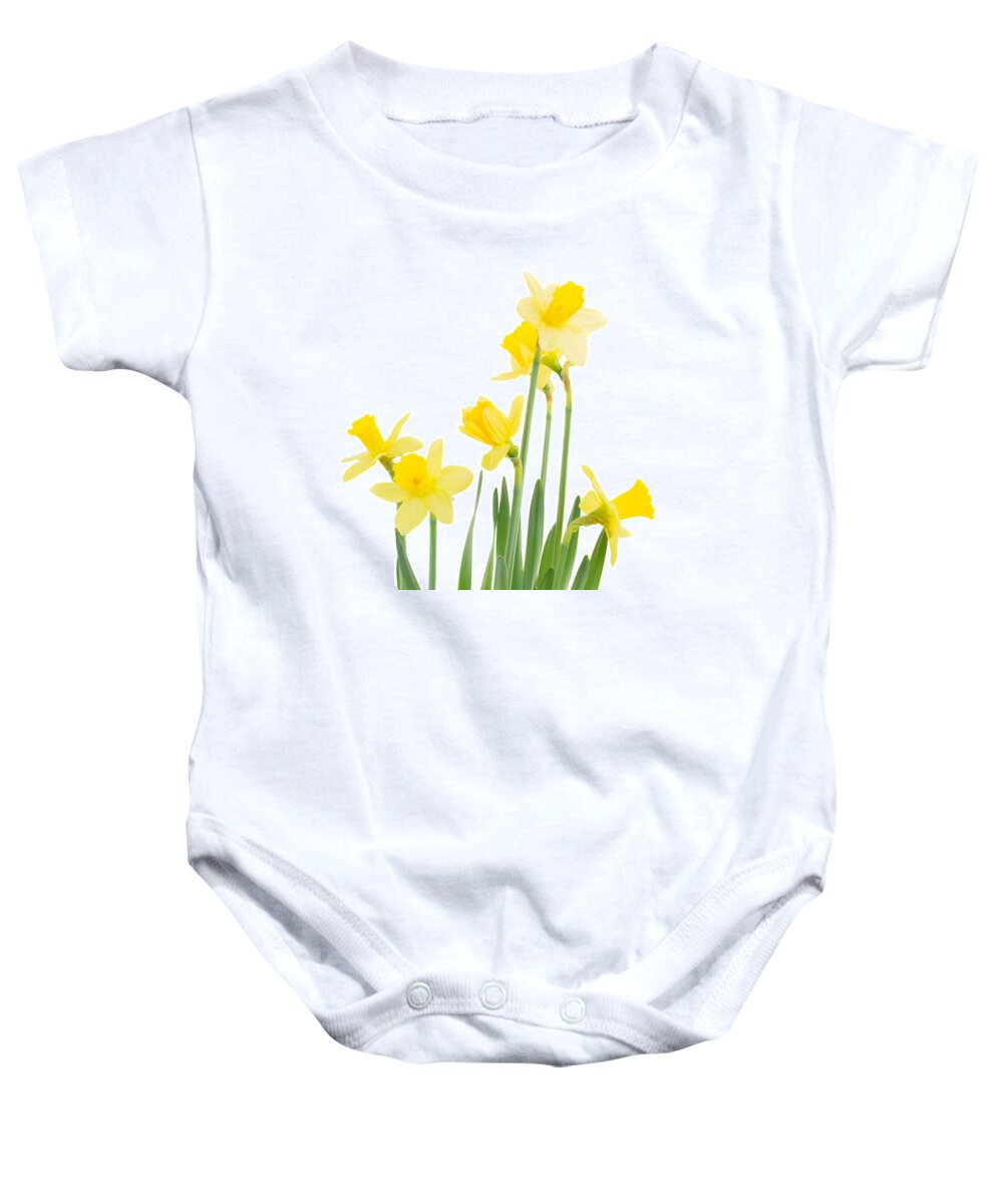 Narcissus Baby Onesie featuring the photograph Spring Growing Daffodils by Anastasy Yarmolovich