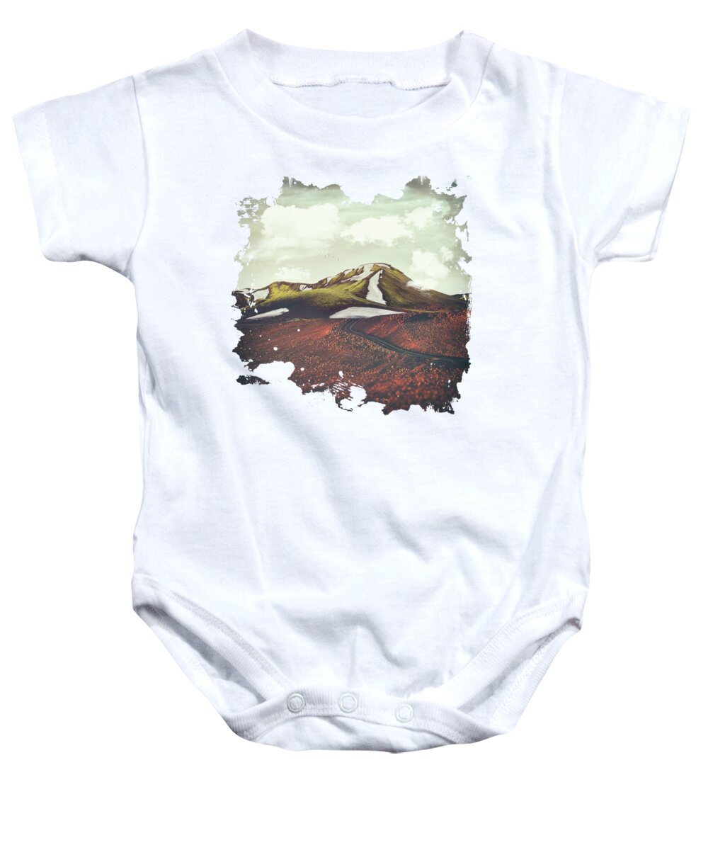Landscape Spring Winter Dreamscape Hills Mountains Baby Onesie featuring the digital art Spring Thaw by Katherine Smit