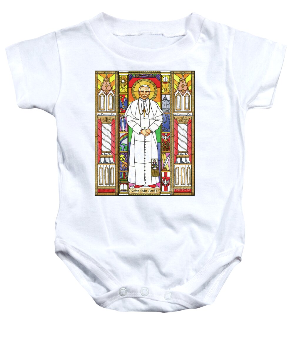 Saint John Paul Ii Baby Onesie featuring the painting St. John Paul II by Brenda Nippert