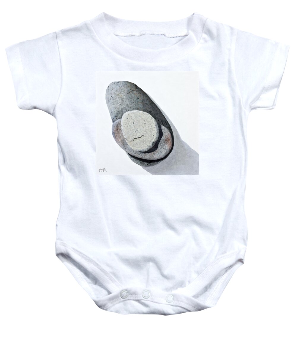 Rocks Baby Onesie featuring the painting Stacked Cairn by Garry McMichael