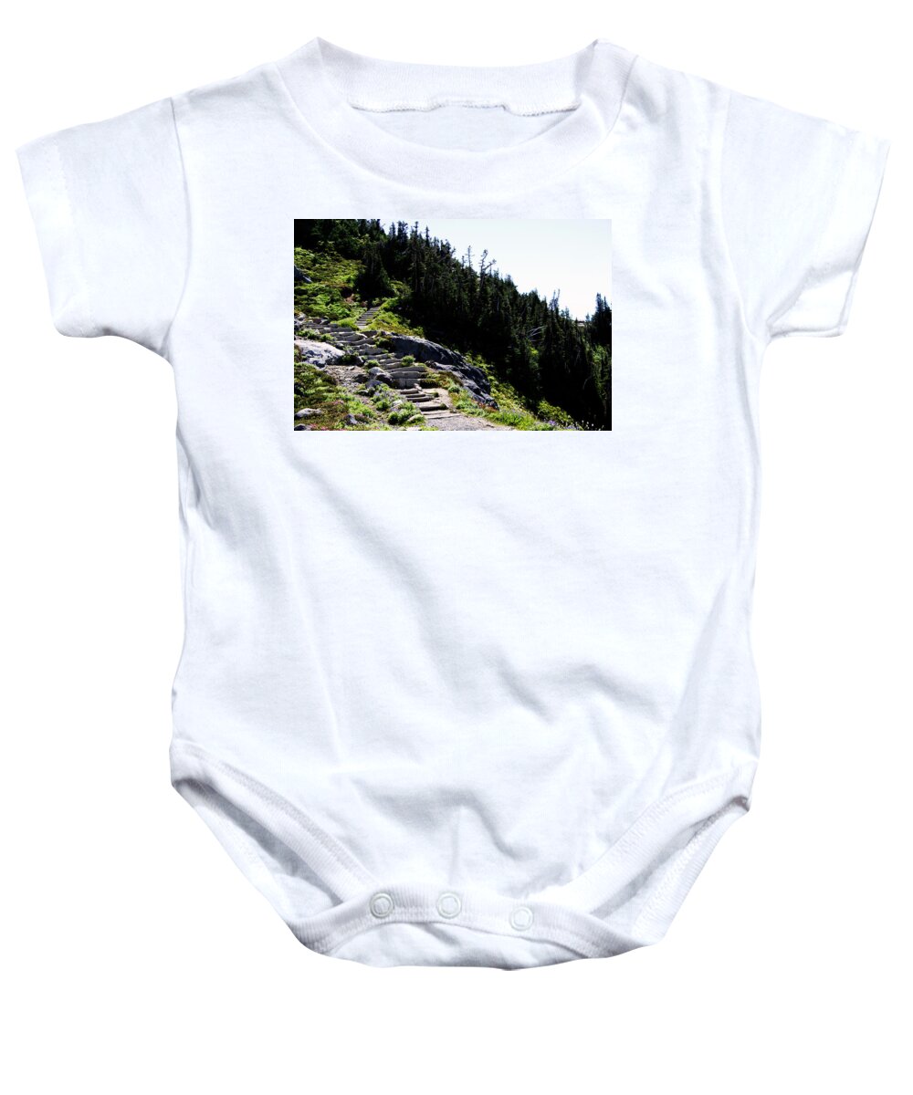 Mount Rainier Baby Onesie featuring the photograph Stairs Along Skyline Trail by Edward Hawkins II