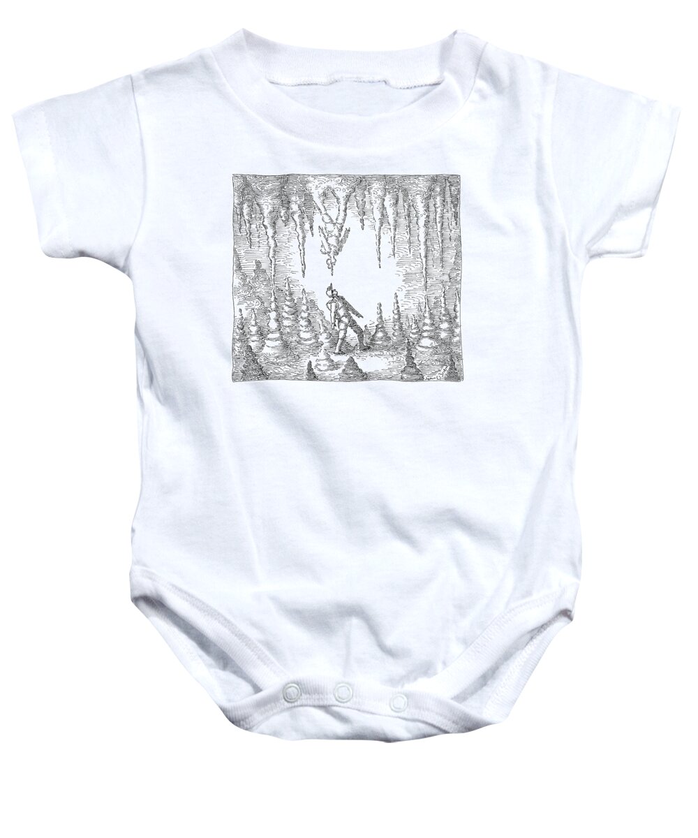 Captionless Baby Onesie featuring the drawing Stalactite by John O'Brien