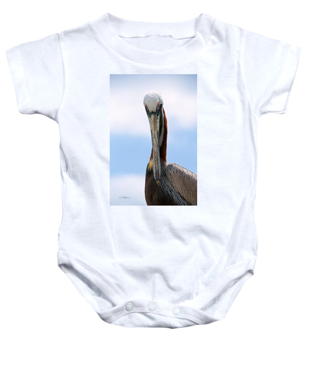 Pelican Baby Onesie featuring the photograph Stare Down by Christopher Holmes