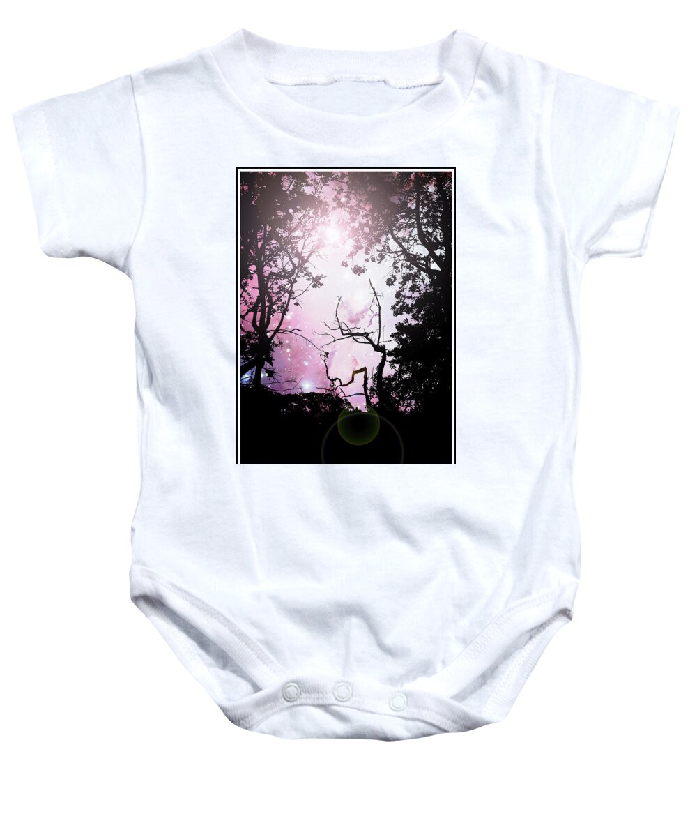 Starry Night Baby Onesie featuring the photograph Starry Night at a Forest Edge by A Macarthur Gurmankin