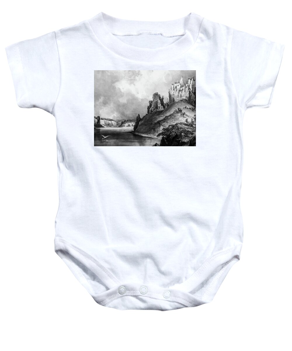 Bodmer Baby Onesie featuring the photograph Stone Outcroppings Upper Misouri by Douglas Barnett