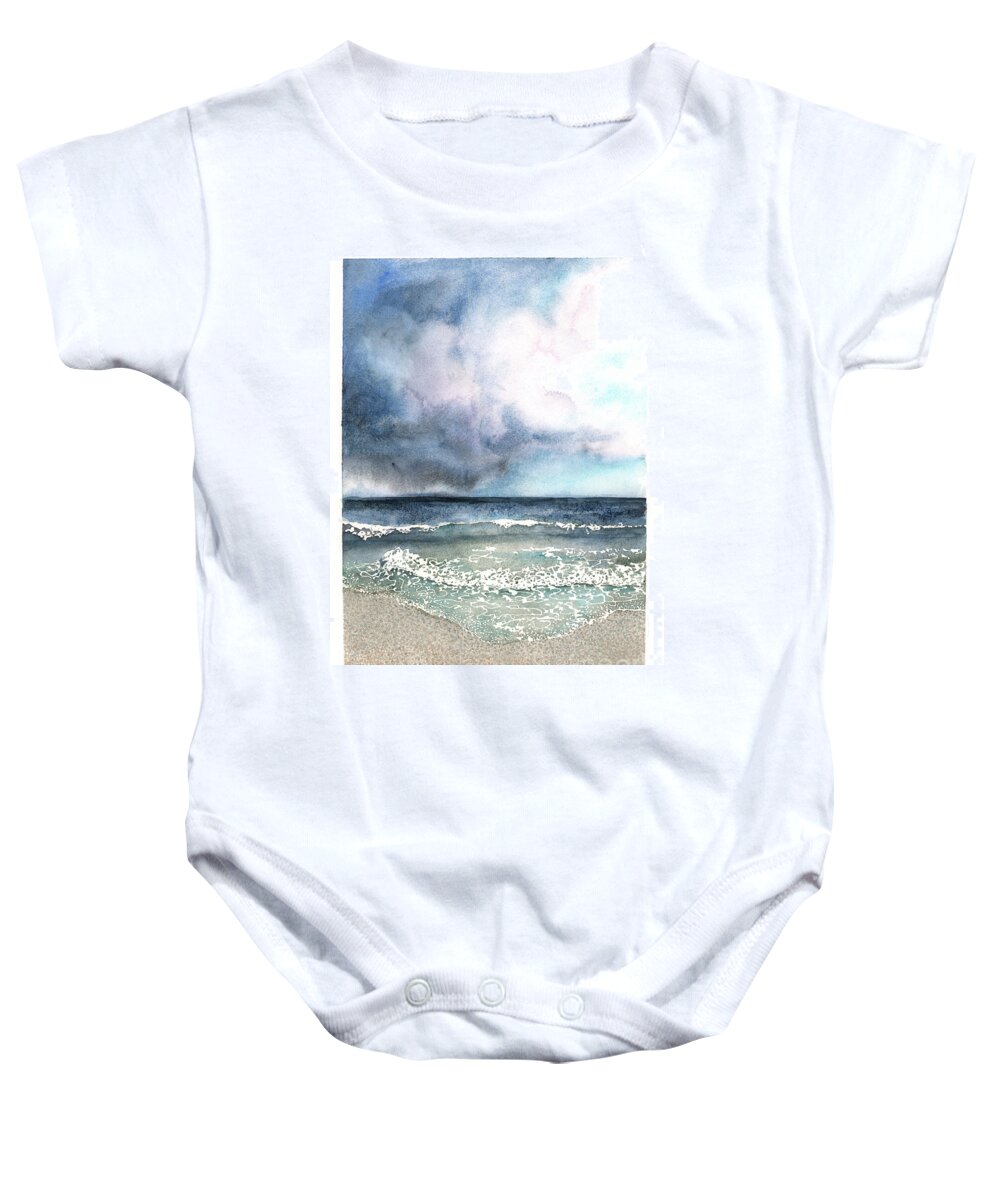 Storm Baby Onesie featuring the painting Stormy Day by Hilda Wagner