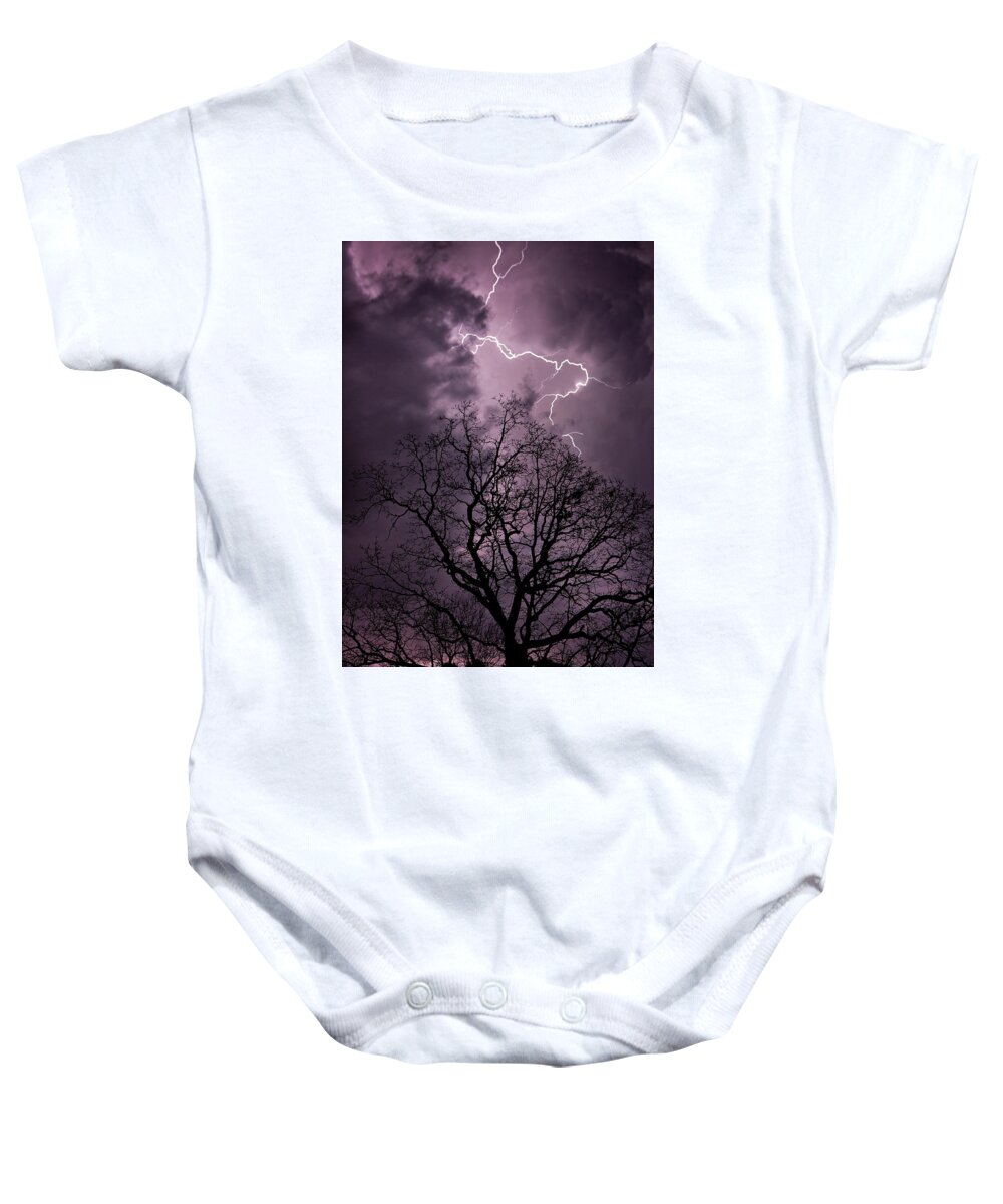 Lightning Baby Onesie featuring the photograph Stormy Night by Eilish Palmer