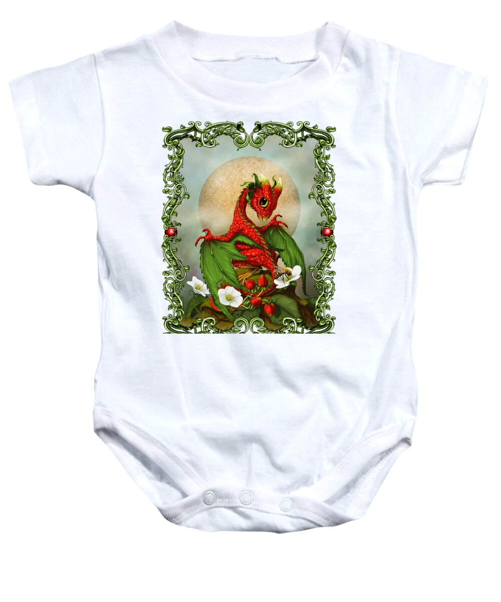 Dragon Baby Onesie featuring the digital art Strawberry Dragon T-Shirt by Stanley Morrison
