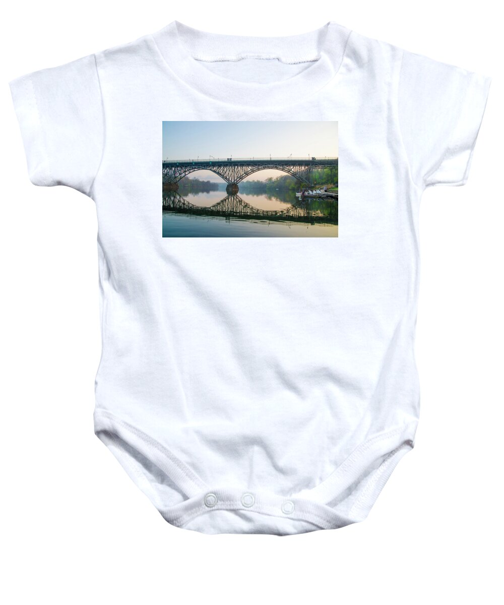 Strawberry Baby Onesie featuring the photograph Strawberry mansion Bridge in Spring by Bill Cannon