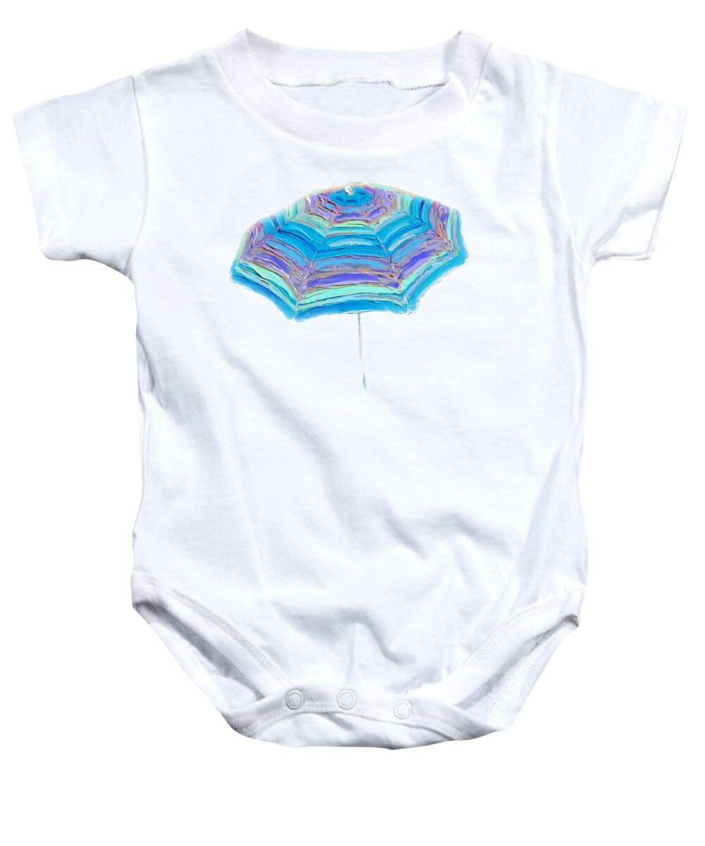 Umbrella Baby Onesie featuring the painting Striped Umbrella by Jan Matson