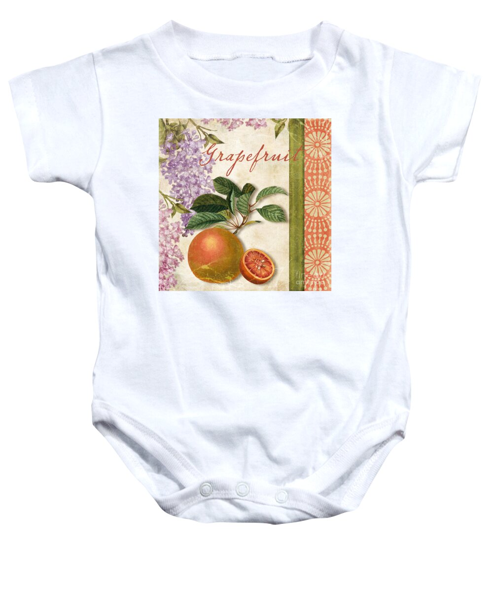 Citrus Baby Onesie featuring the painting Summer Citrus Grapefruit by Mindy Sommers