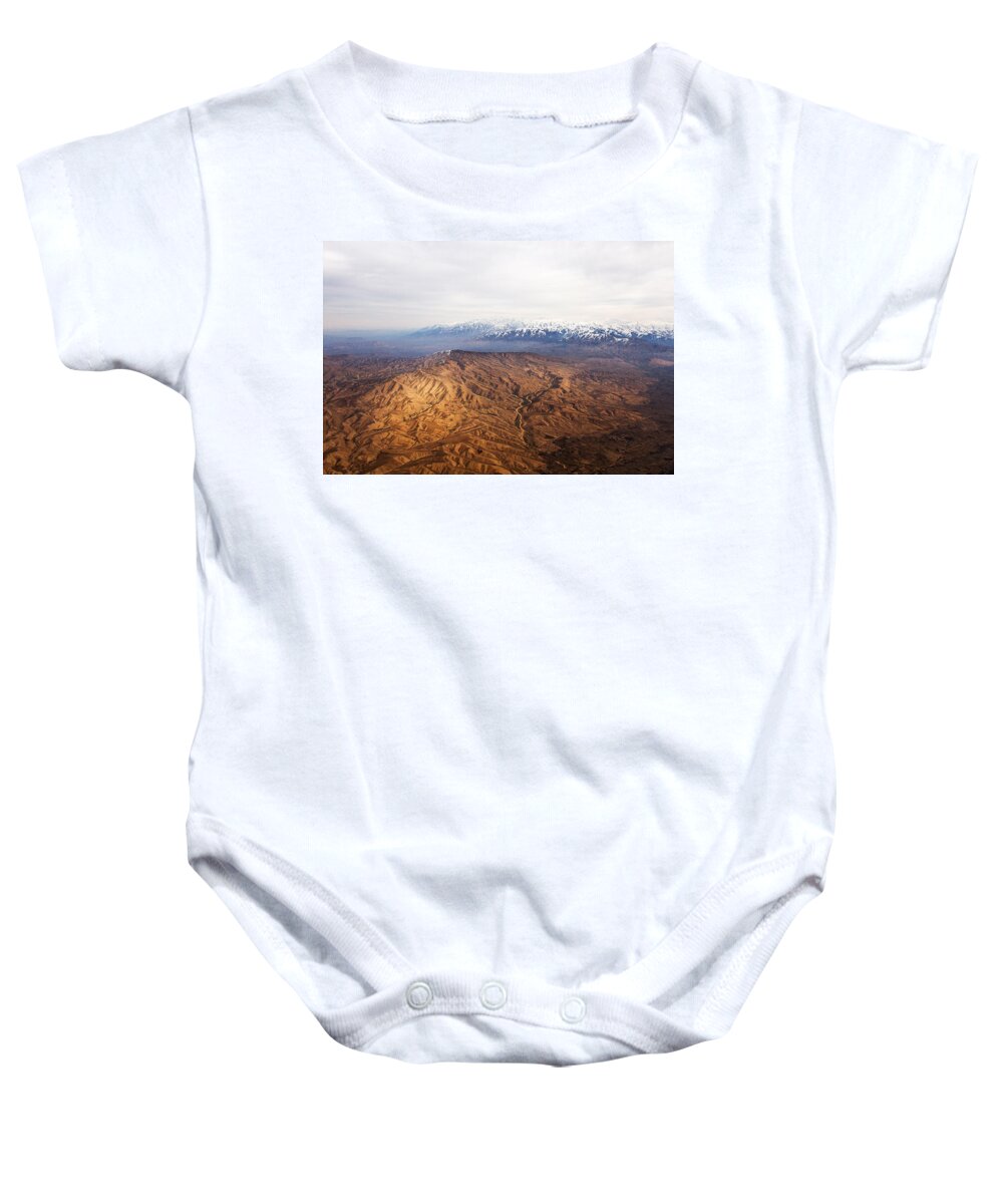 Central Asia Baby Onesie featuring the photograph Sunlight and Snow-Capped Peaks by SR Green