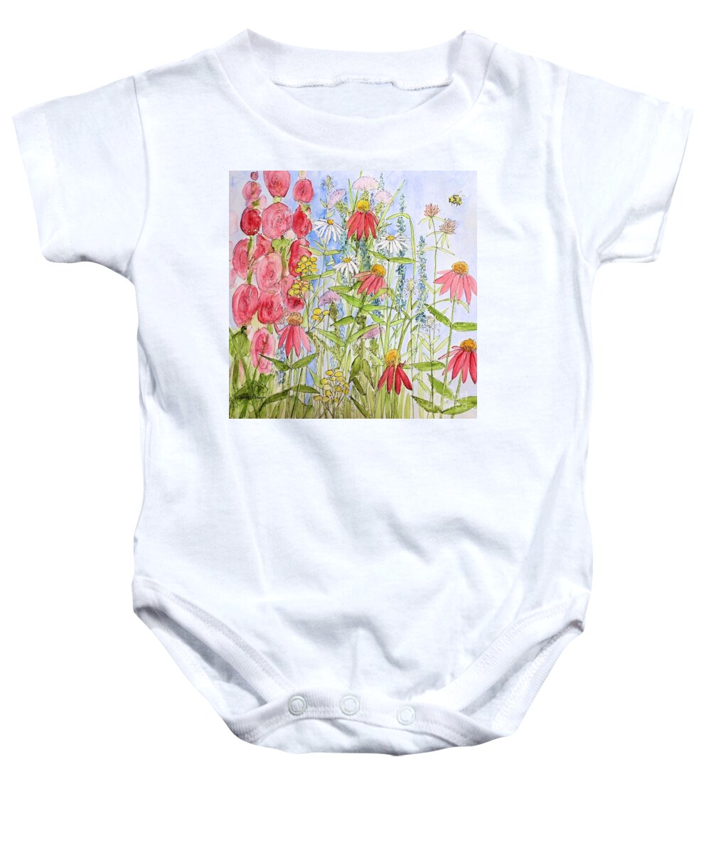 Blue Skies Baby Onesie featuring the painting Sunny Days by Laurie Rohner