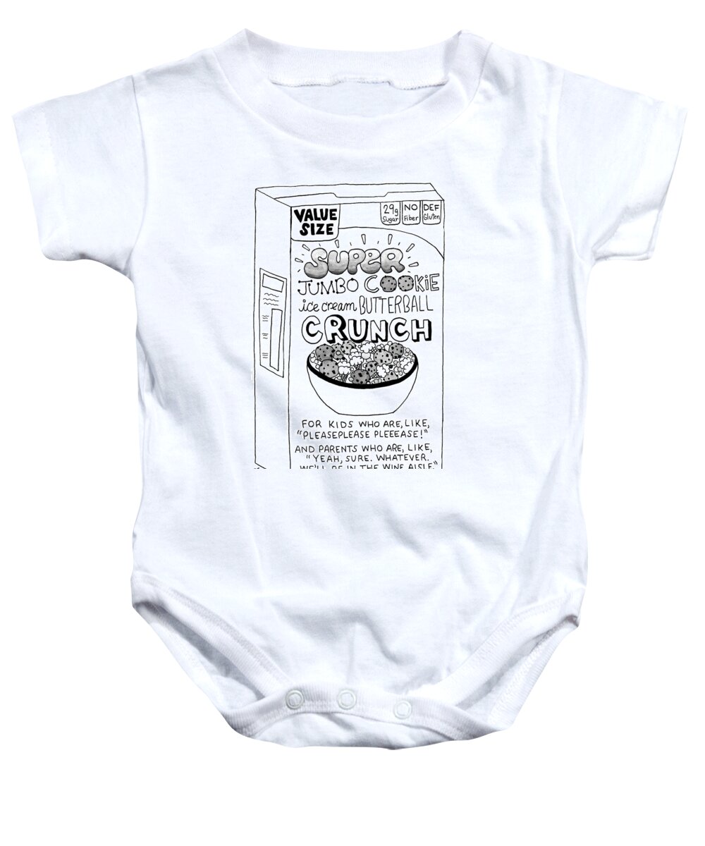 Cereal Baby Onesie featuring the drawing Super Jumbo Cookie Ice Cream Butterball Crunch by Olivia de Recat