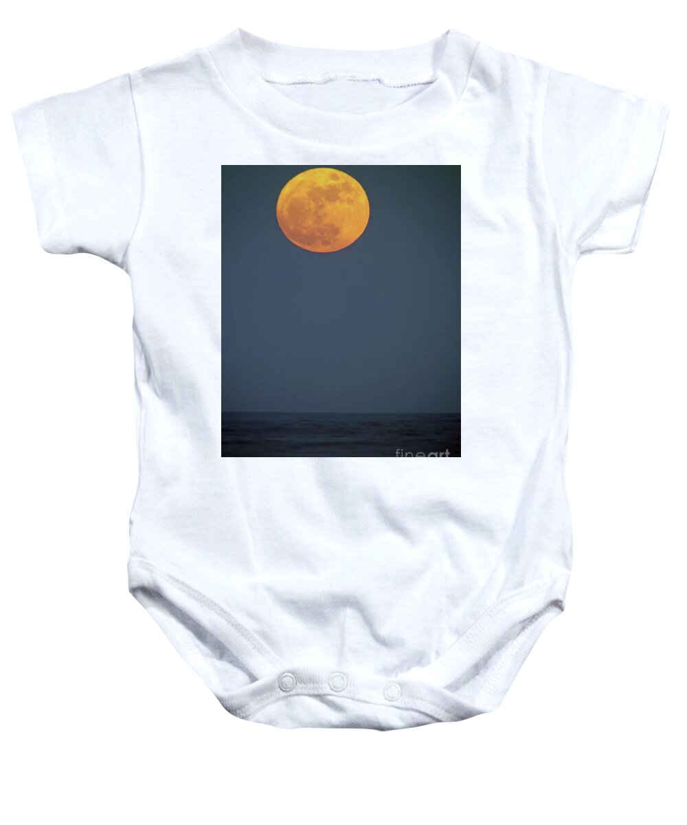 Supermoon Baby Onesie featuring the photograph Supermoon Rising by D Hackett