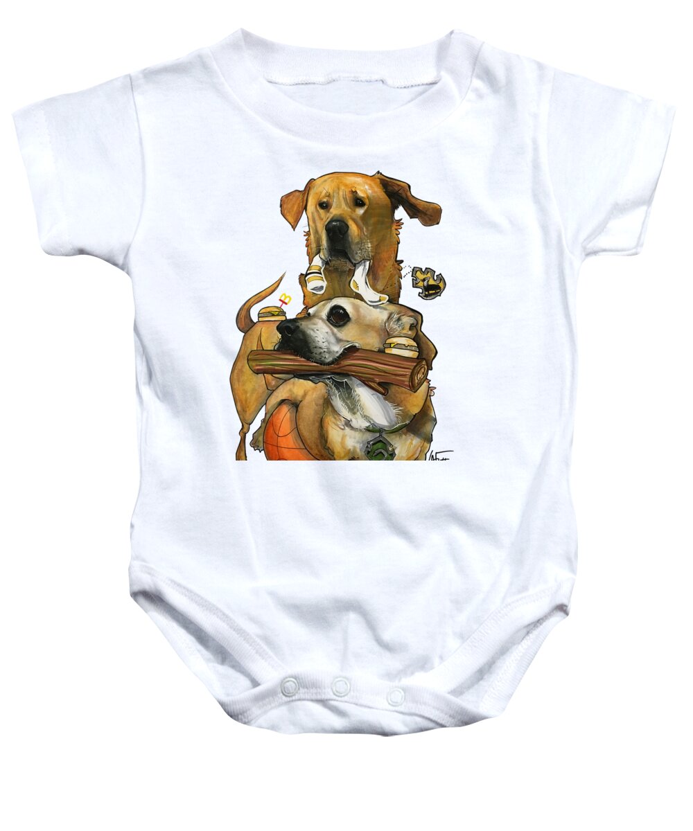 Pet Portrait Baby Onesie featuring the drawing Szczupak 3187 by Canine Caricatures By John LaFree