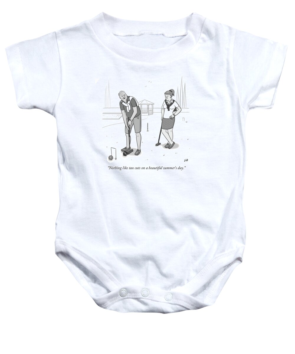Nothing Like Tax Cuts On A Beautiful Summer's Day. Baby Onesie featuring the drawing Tax Cuts on a Beautiful Summers Day by Lila Ash
