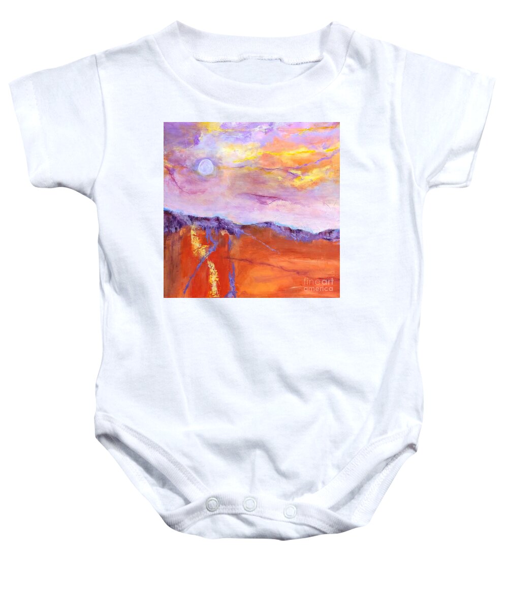 Abstract Baby Onesie featuring the painting Tequila Sunset by Mary Mirabal