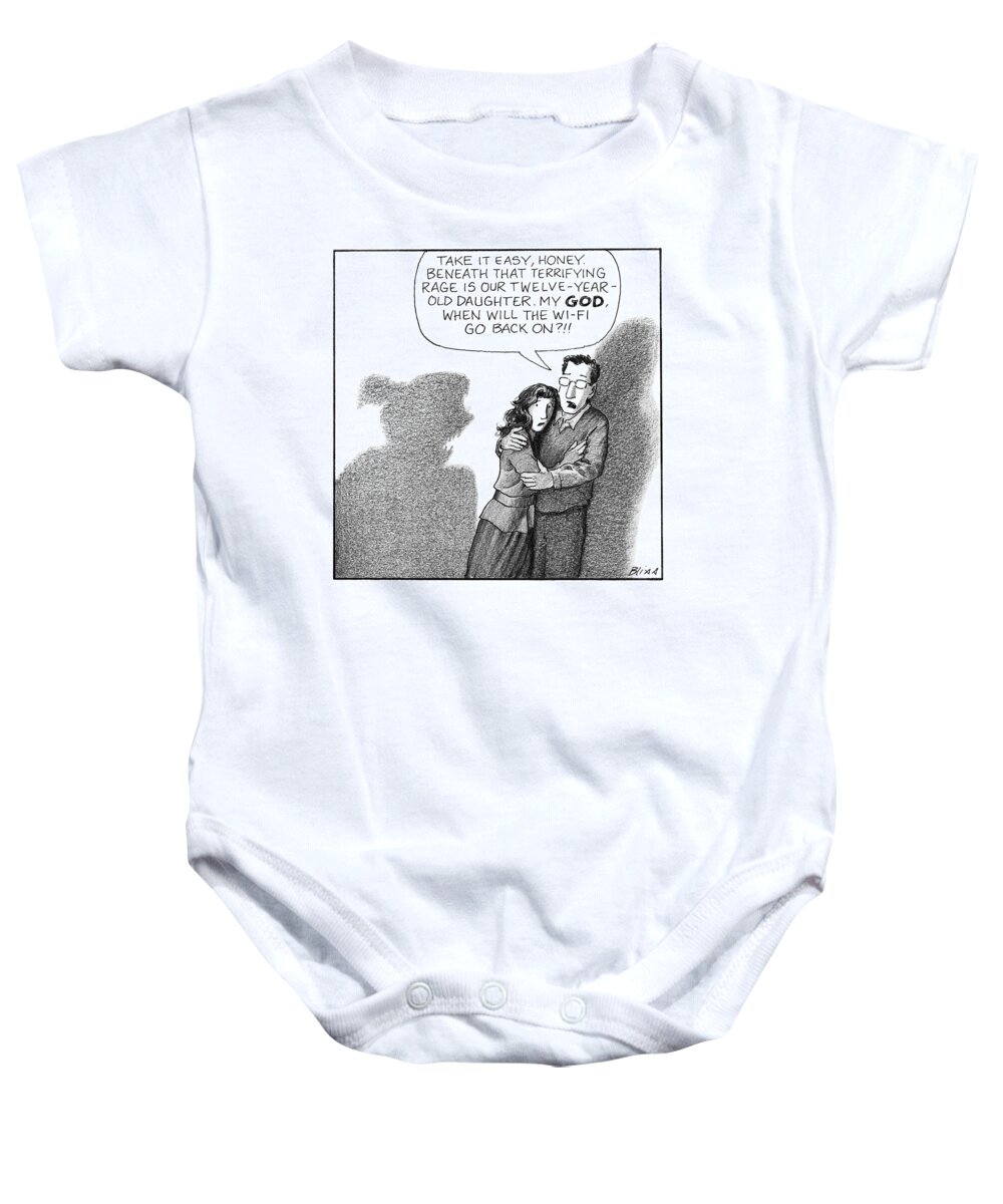 Daughter Baby Onesie featuring the drawing Terrifying Rage by Harry Bliss