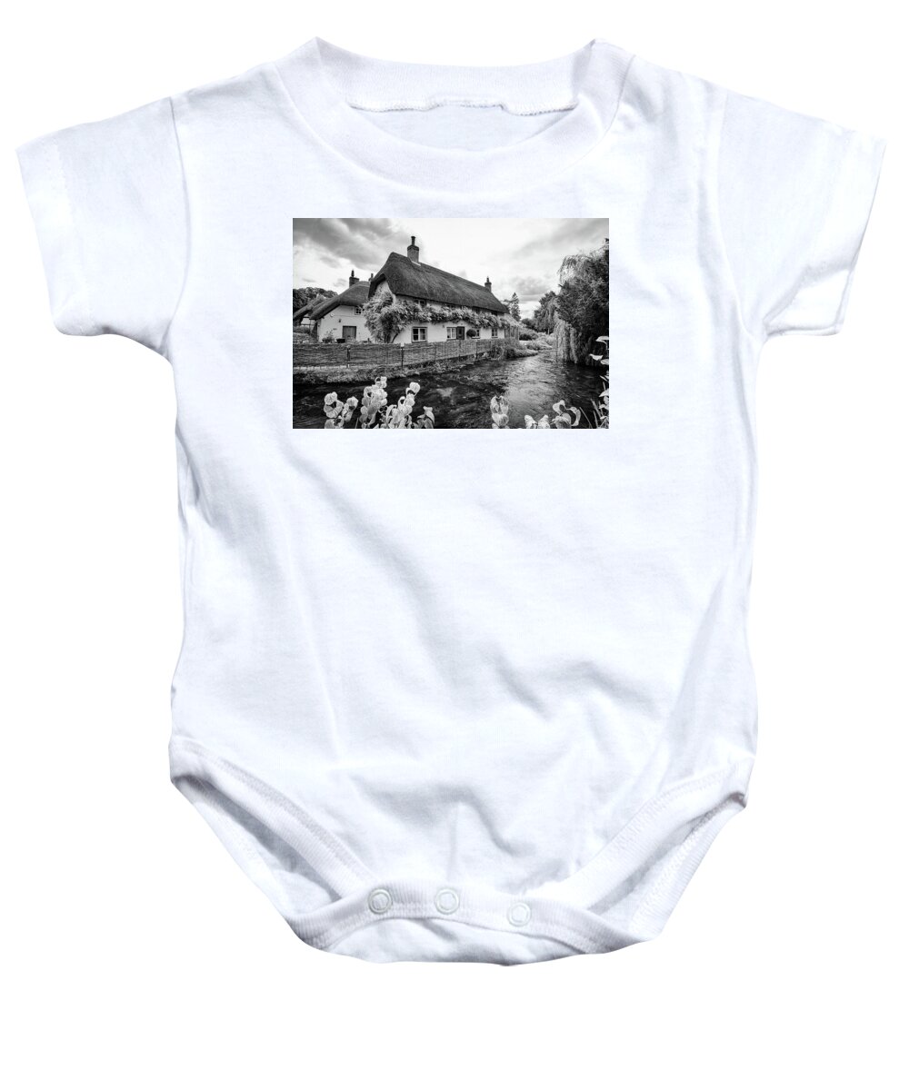 Cottage Baby Onesie featuring the photograph Thatched Cottages of Hampshire 1 by Shirley Mitchell