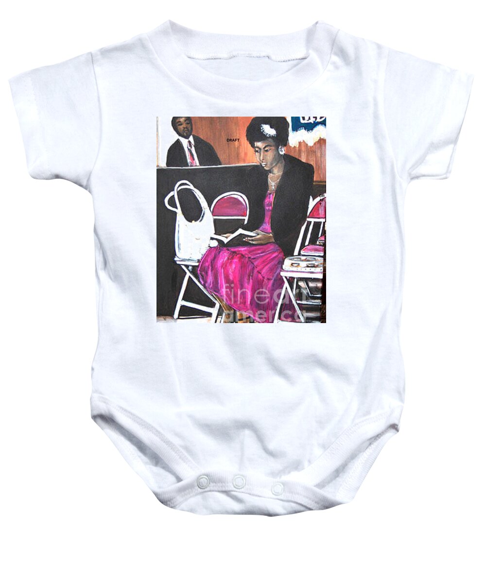 Church People Faithful Baby Onesie featuring the painting The art of Worship by Tyrone Hart