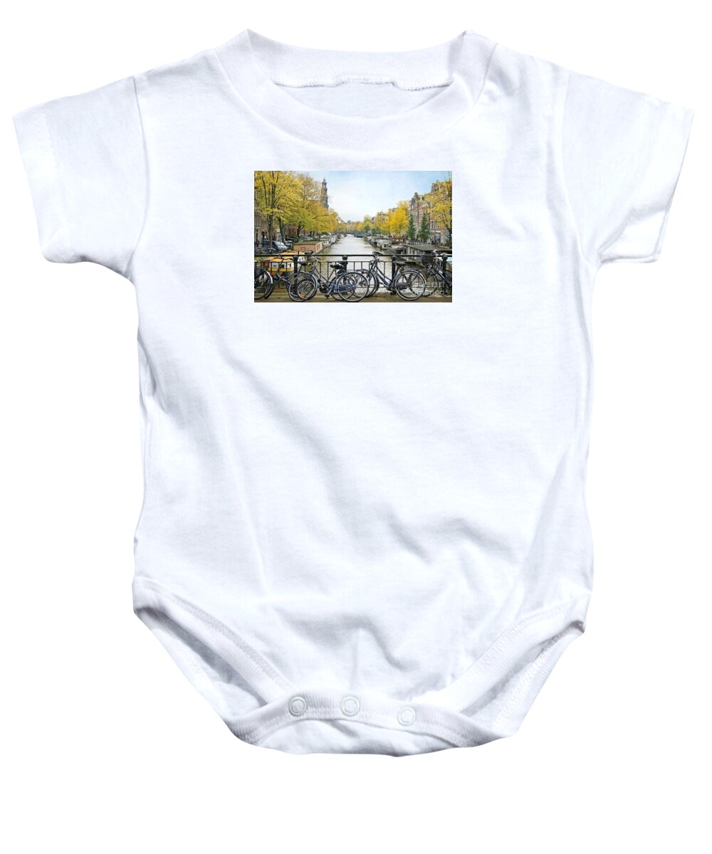 Amsterdam Baby Onesie featuring the photograph The Bicycle City of Amsterdam by David Birchall