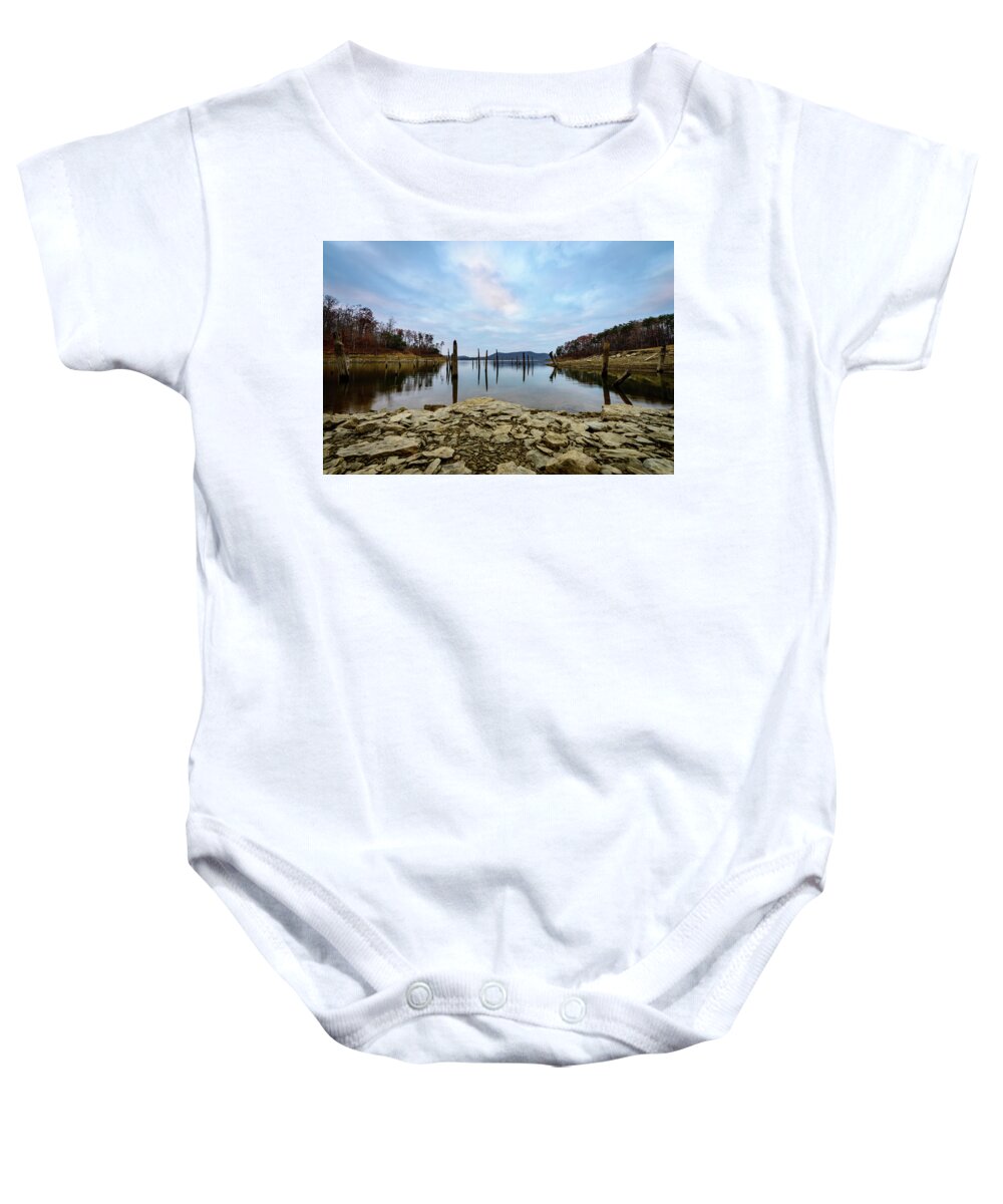 Fall Baby Onesie featuring the photograph The Bottom Of The Lake by Michael Scott