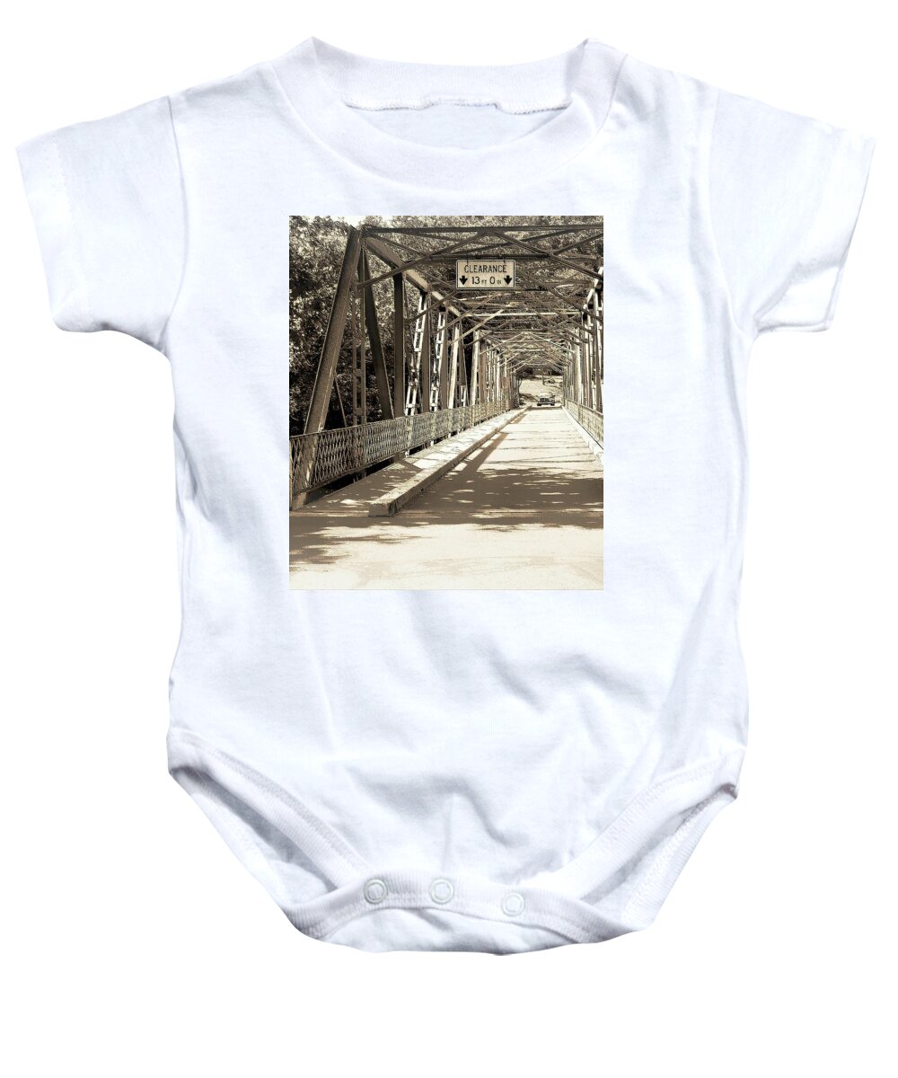 Bridge Baby Onesie featuring the photograph The Bridge That Carried You Over by Tami Quigley