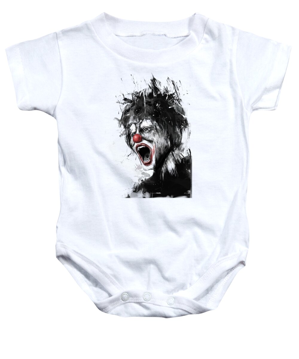 Clown Baby Onesie featuring the mixed media The Clown by Balazs Solti