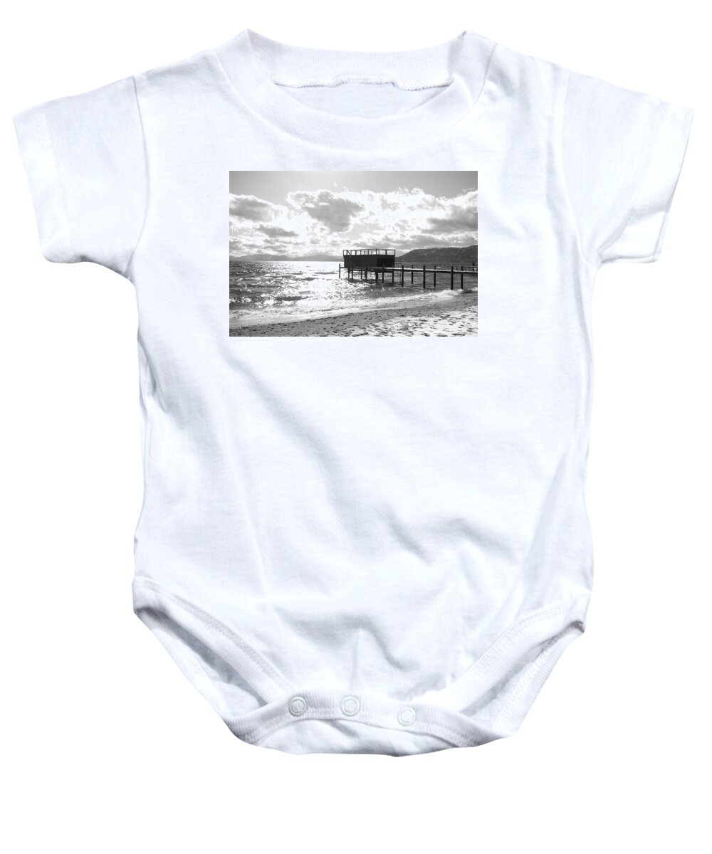 South Lake Tahoe Baby Onesie featuring the photograph The Dock in Tahoe by Kristy Urain