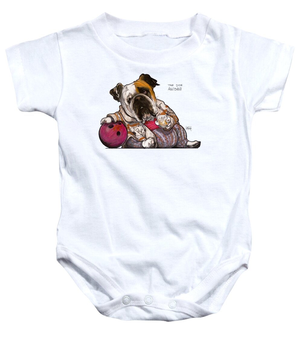 Pet Portrait Baby Onesie featuring the drawing The Dude Abides by Canine Caricatures By John LaFree